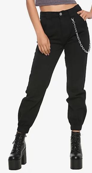 Black Deming Chain Jogger Pants